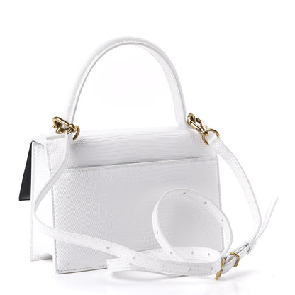 Balenciaga Patent Calfskin Lizard Embossed XS Sharp Top Handle Bag White 3 of 9