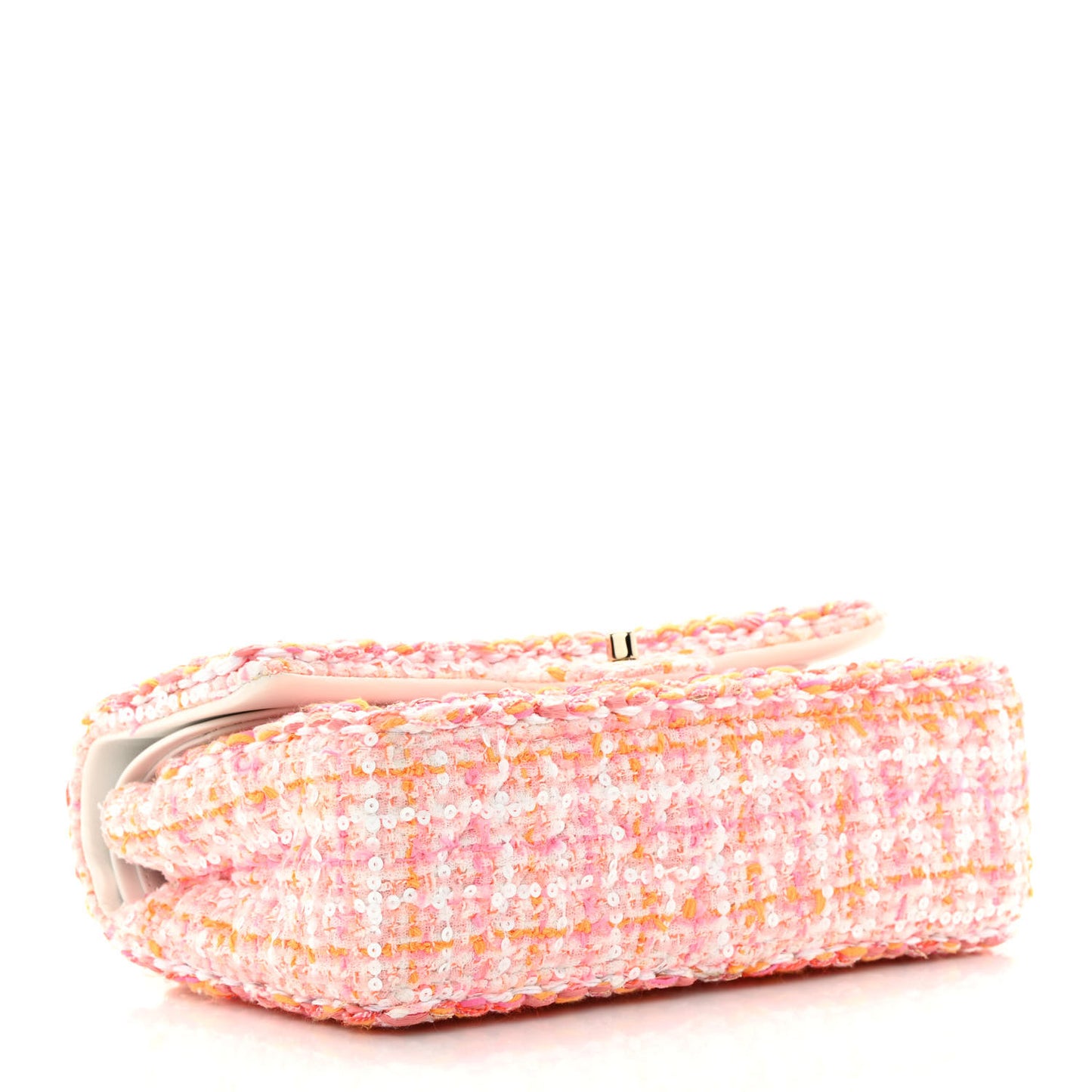 Tweed Braid Sequin Medium Double Flap White Pink Orange
