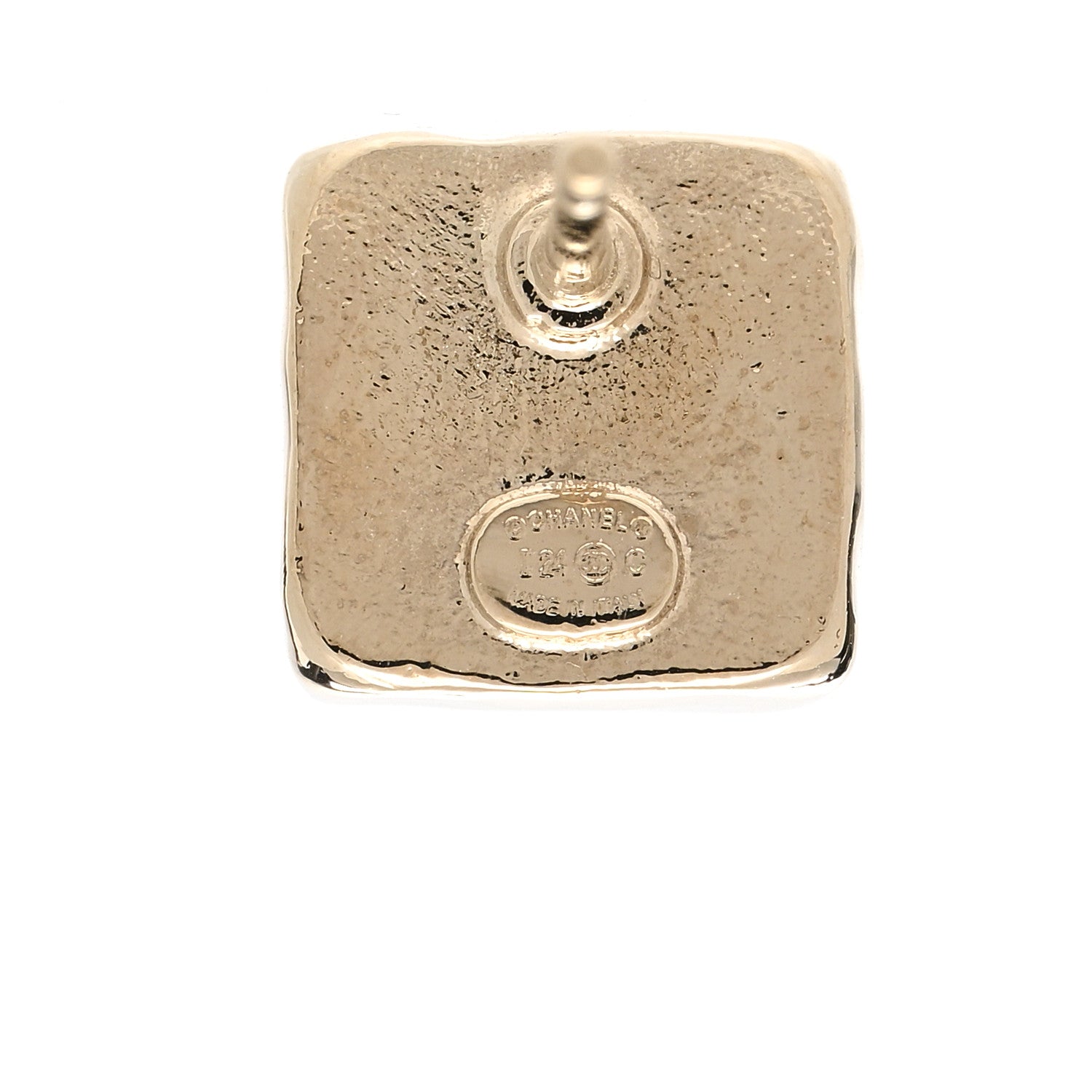 Chanel Metal Crystal Mini Square CC Earrings Gold 4 of 5