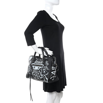 Balenciaga Agneau Arena Graffiti All Over Classic Hardware City Black White 3 of 12