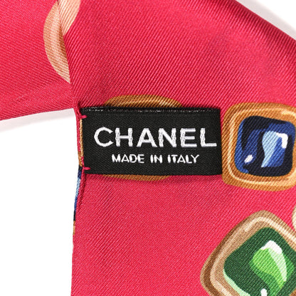Chanel Silk Pearl CC Chain Slim Bandeau Scarf Red 3 of 5