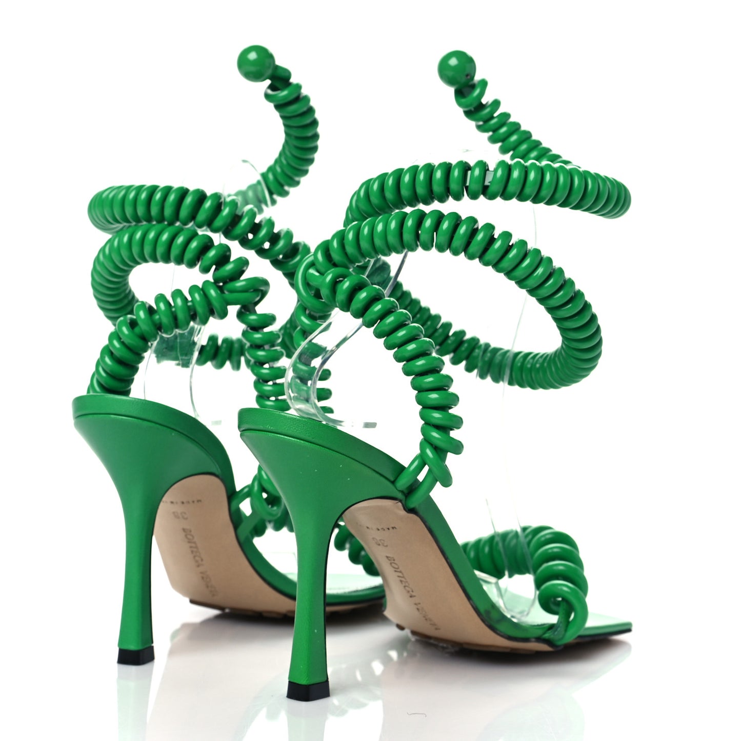 Rubber Wire Nappa Stretch 90mm Sandals 38 Grass