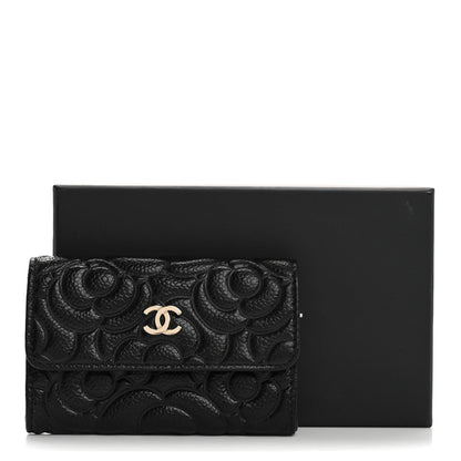Chanel Caviar Camellia Embossed Card Holder Wallet Black 12 of 12