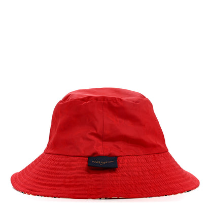Louis Vuitton Nylon Canvas Monogram Giant Crafty Reversible Bucket Hat M Creme Rouge 11 of 14