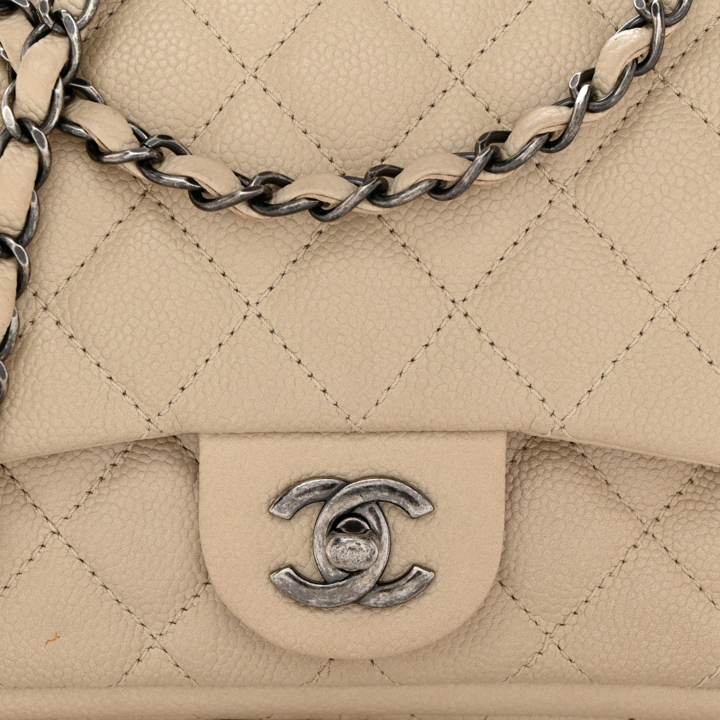 Caviar Quilted Medium Now and Forever Flap Ivory