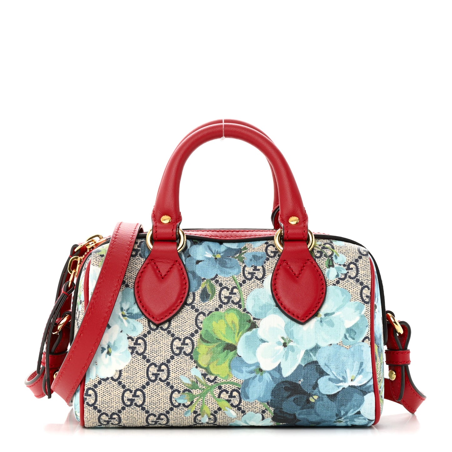 GG Supreme Monogram Blooms Mini Boston Navy Blue Hibiscus