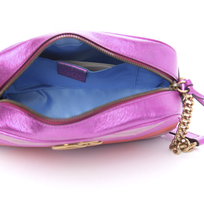 Gucci Laminated Nappa Matelasse Small GG Marmont Chain Shoulder Bag Fuxia Rosso Rosa 5 of 10