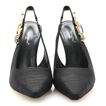 Louis Vuitton Embroidered Fabric Sparkle Slingback Pumps 38.5 Black 3 of 10
