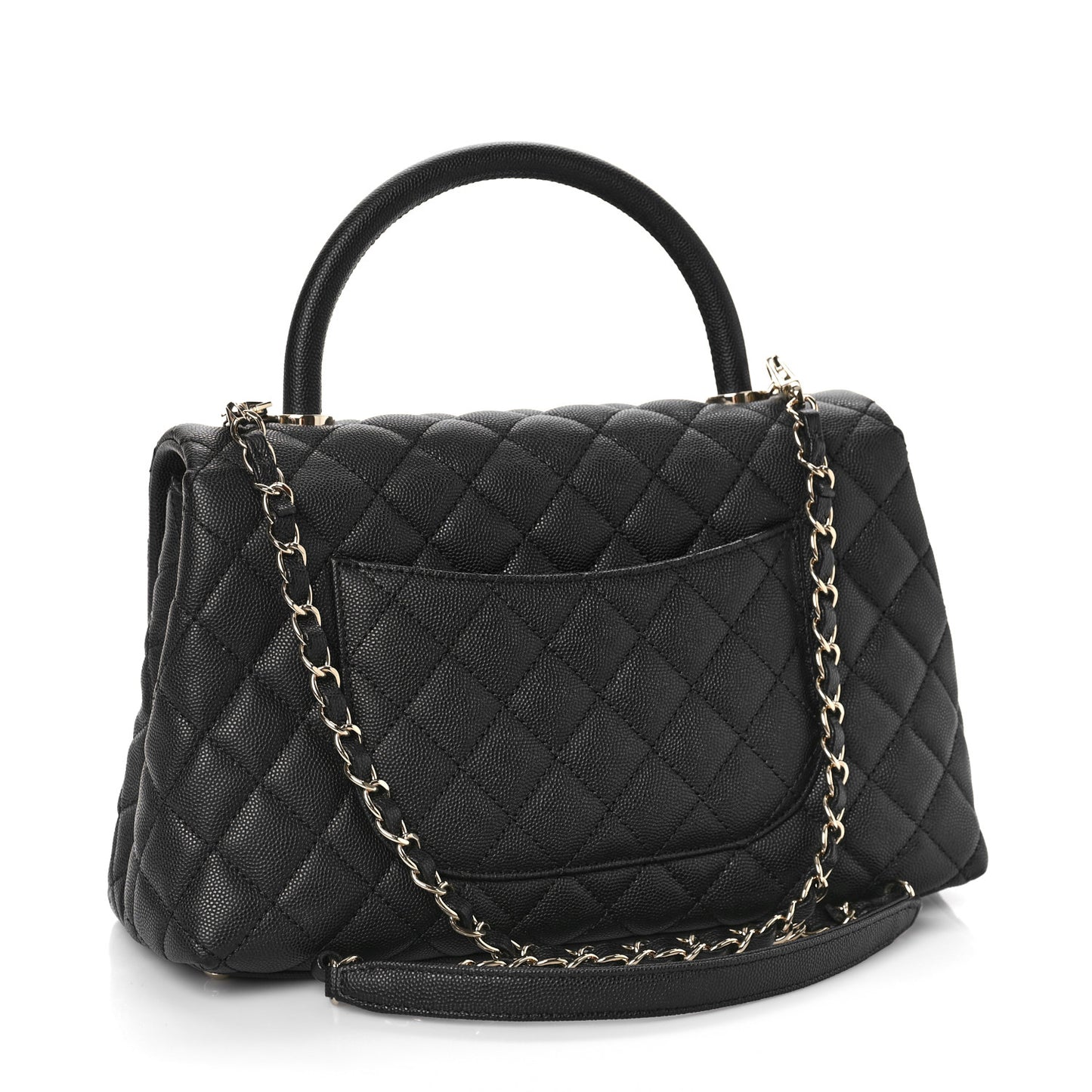 Caviar Quilted Small Coco Handle Flap Black