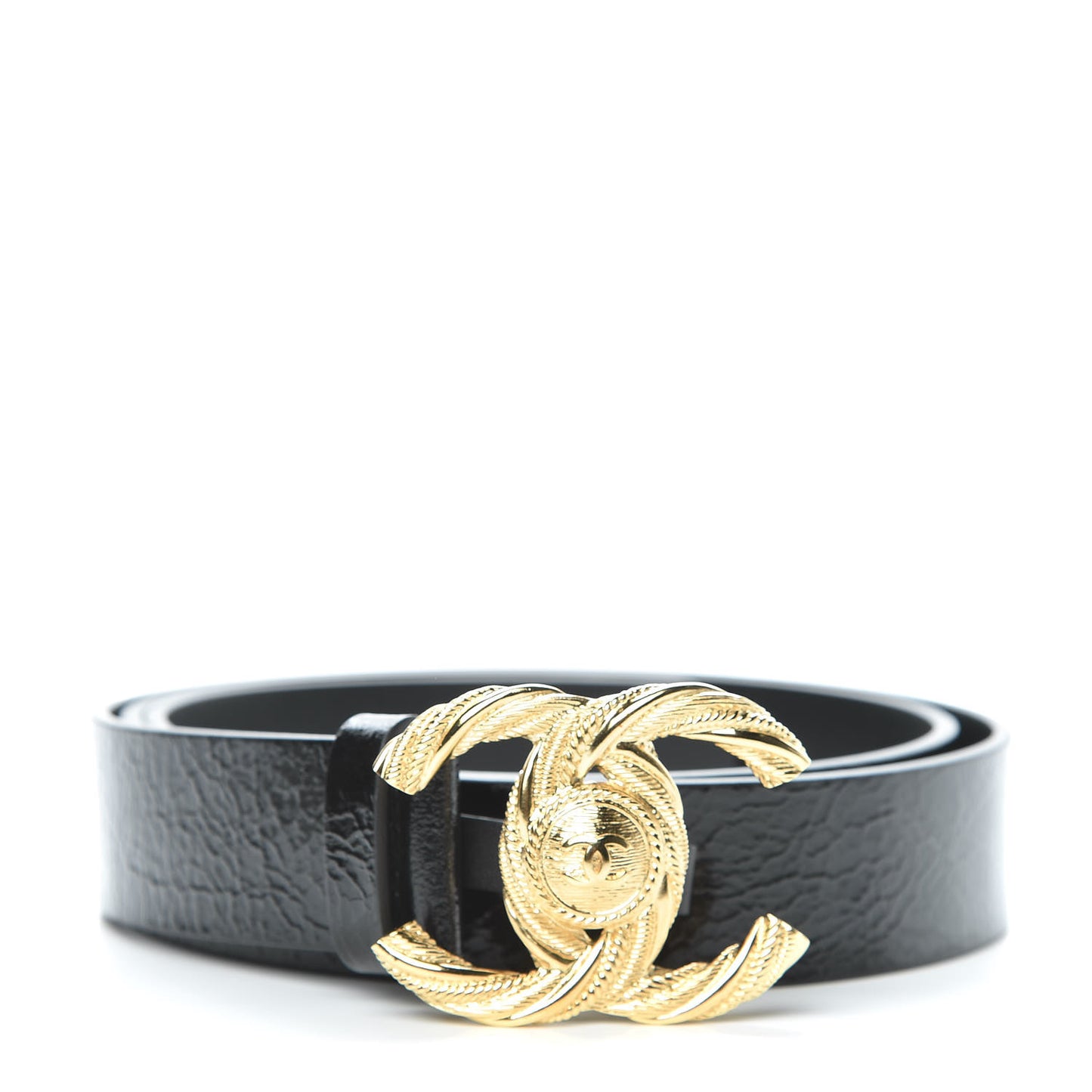 Glazed Calfskin CC Belt 95 38 Black