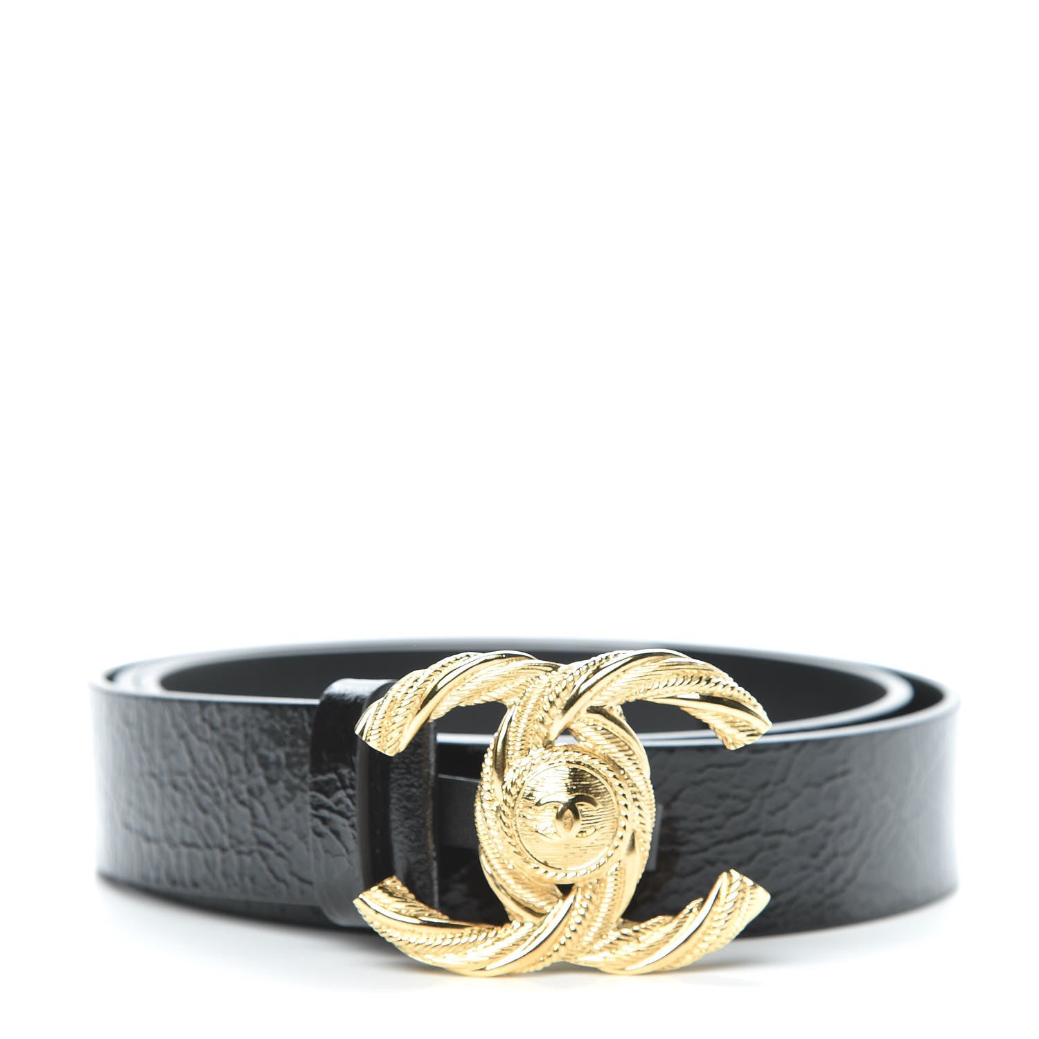 Chanel Glazed Calfskin CC Belt 95 38 Black 1 of 9