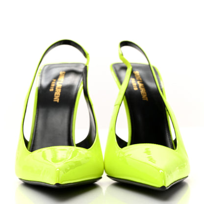 Saint Laurent Patent Paloma 105 Slingback Pump 40 Neon Yellow 2 of 12