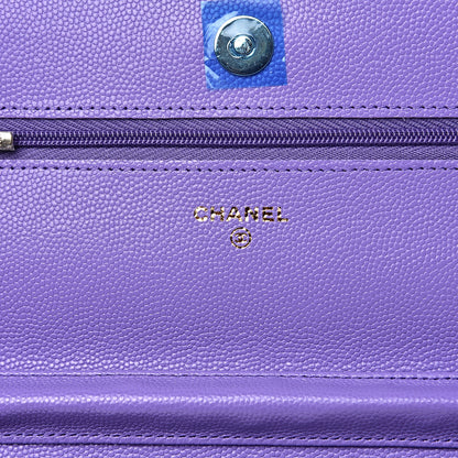 Chanel Caviar Quilted Wallet On Chain WOC Purple 5 of 10