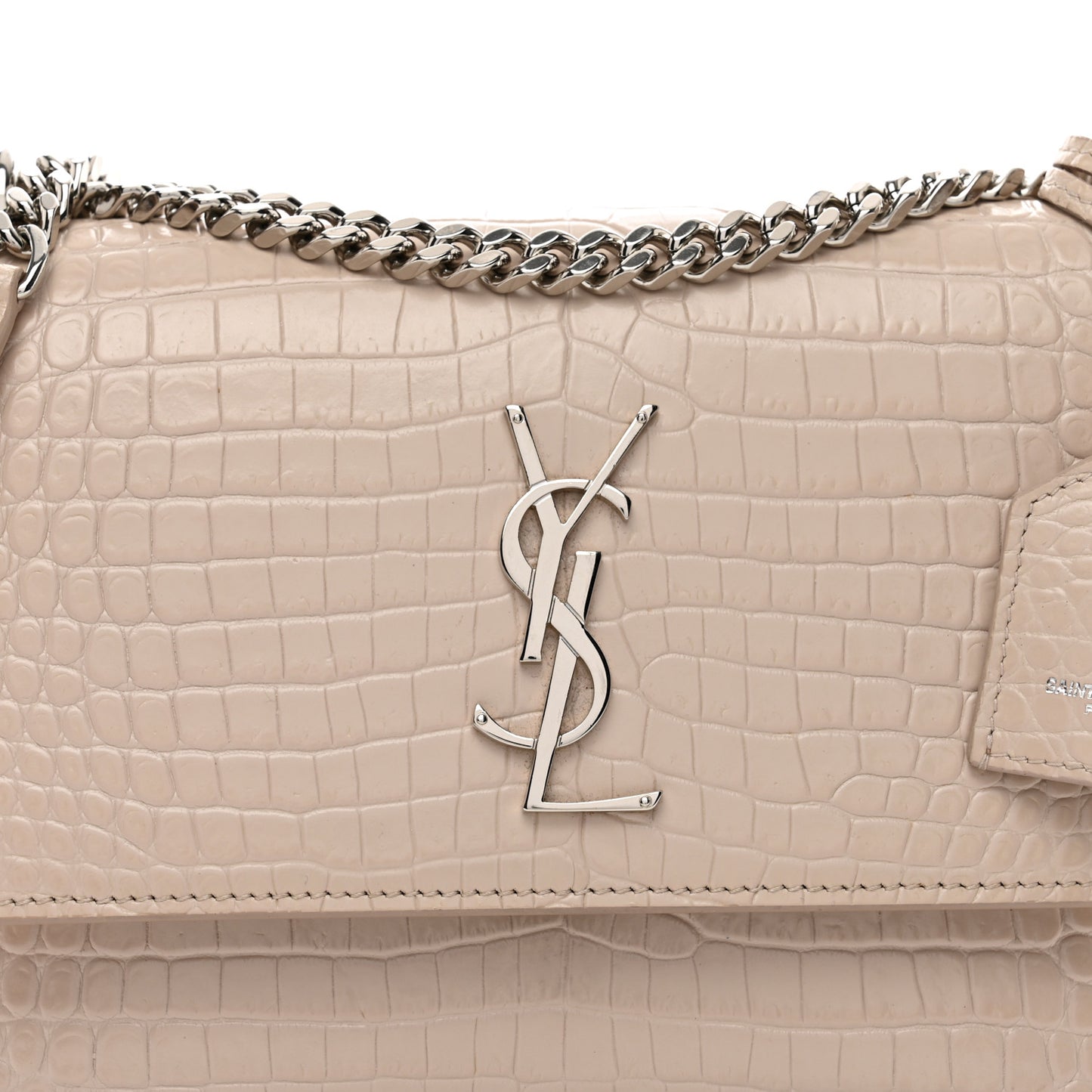Calfskin Crocodile Embossed Medium Monogram Sunset Rose Antic