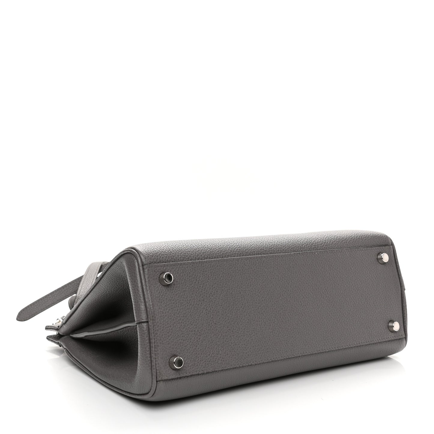 Grainy Calfskin Small Zumi Top Handle Bag Dusty Grey