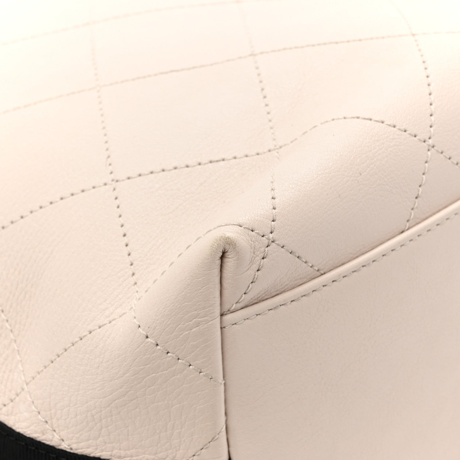Chanel Calfskin Stitched Large Button Up Hobo Ivory Black 14 of 14