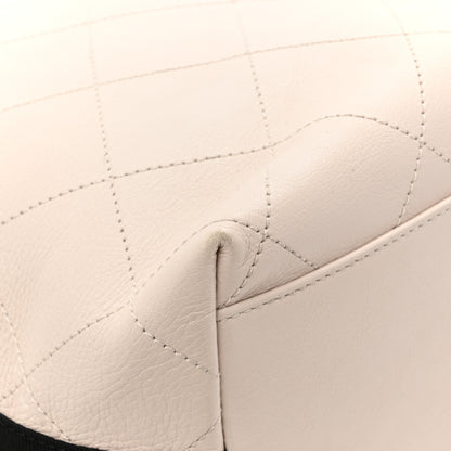 Chanel Calfskin Stitched Large Button Up Hobo Ivory Black 14 of 14