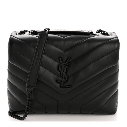 Saint Laurent Calfskin Y Quilted Monogram Monochrome Small Loulou Chain Satchel Black 1 of 10