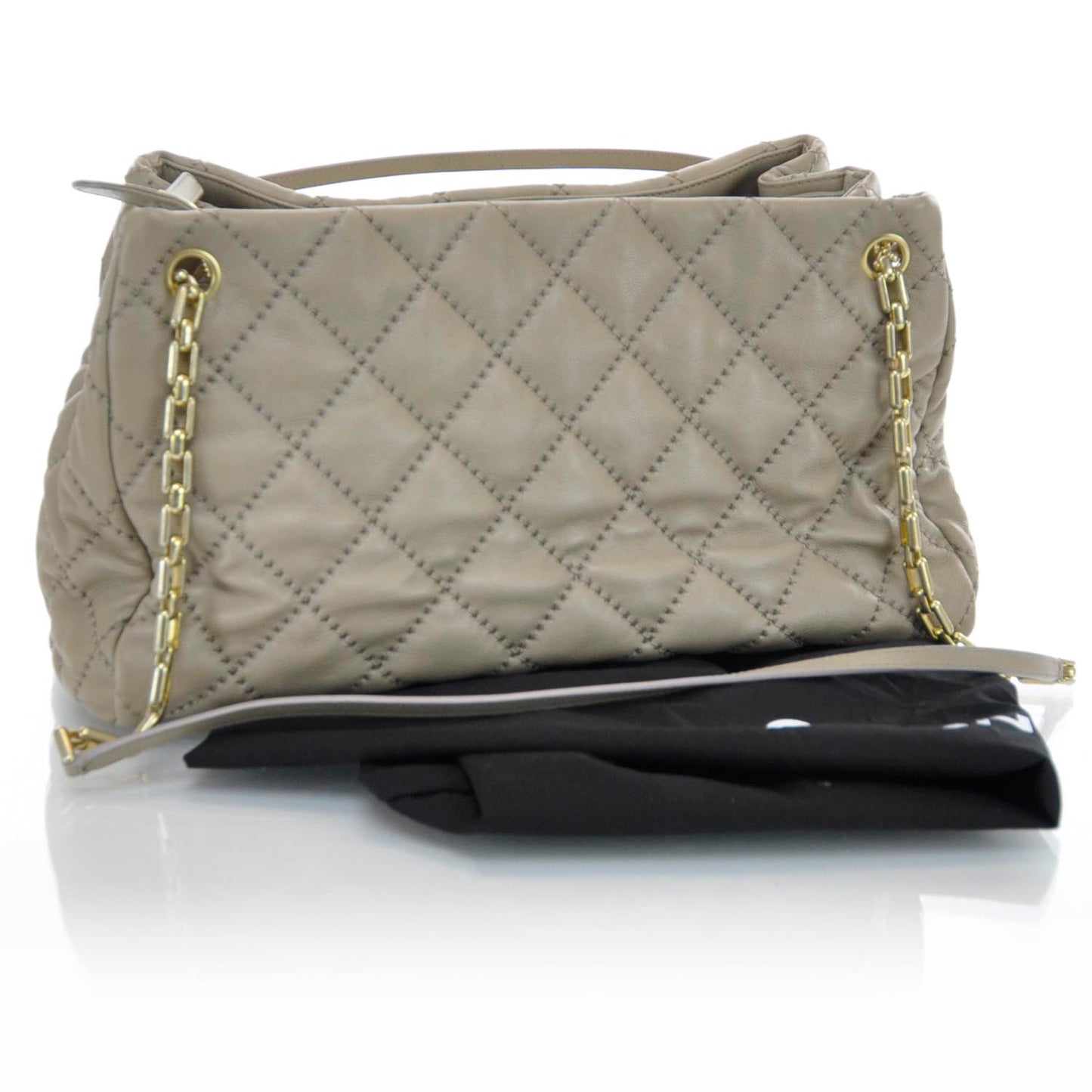 Calfskin Quilted Large Retro Chain Tote Beige