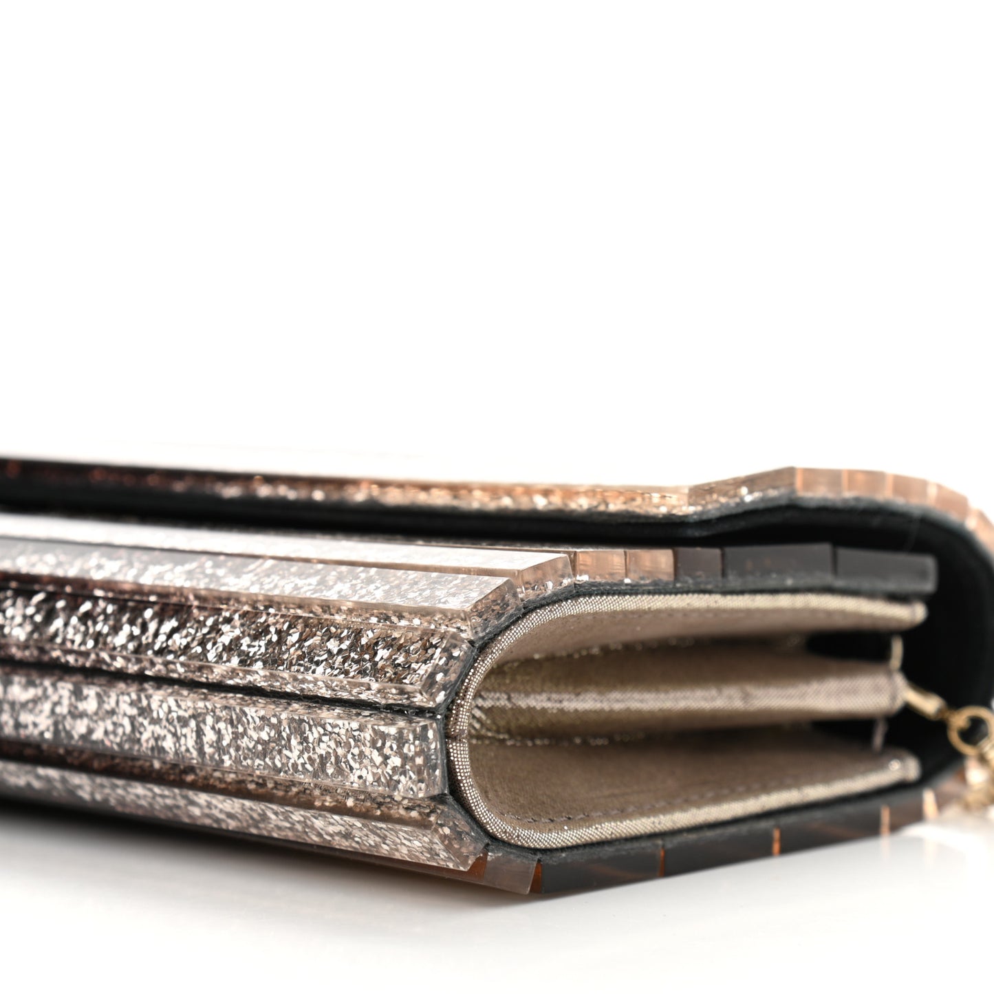 Acrylic Glitter Sweetie Clutch Black Champagne