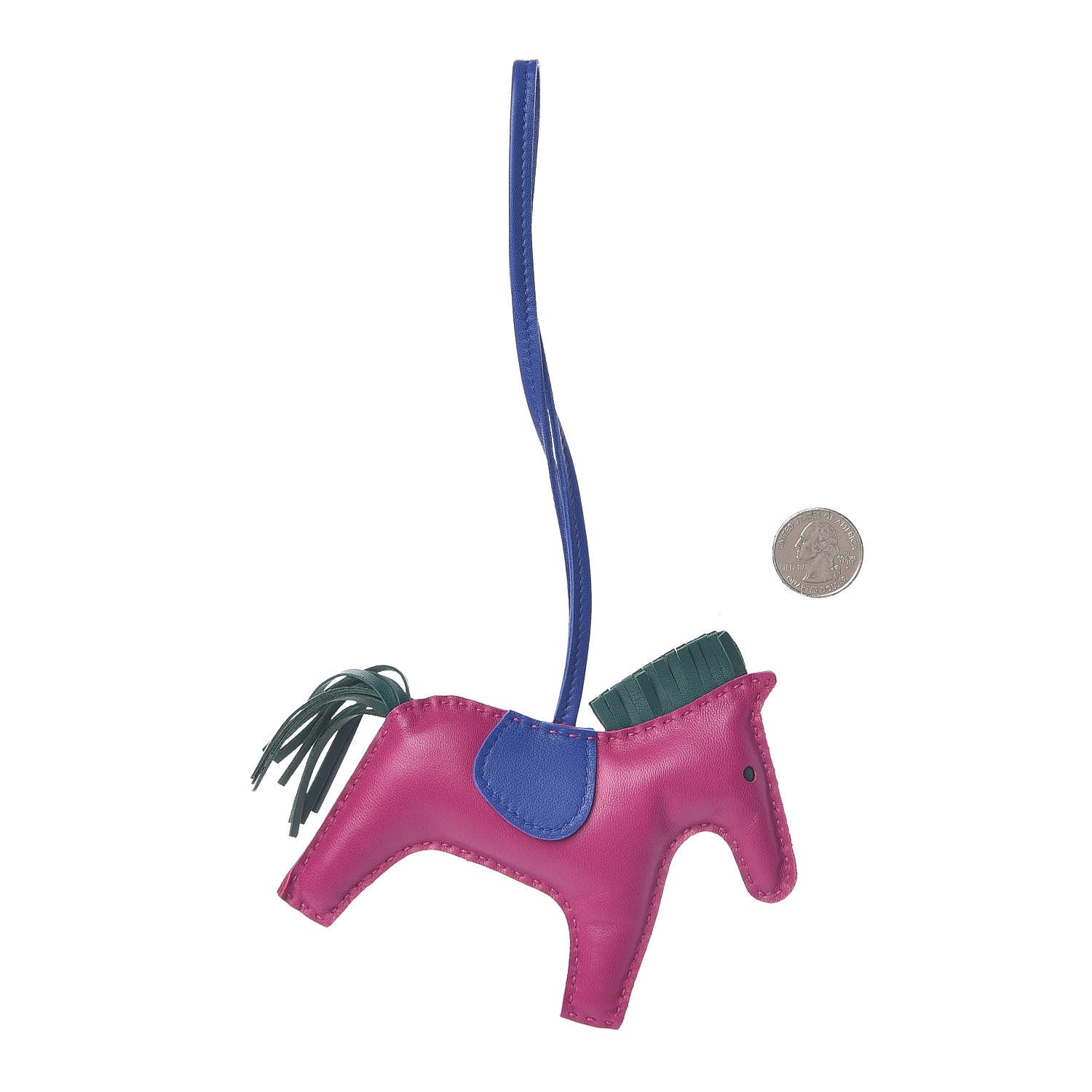 Hermes Milo Lambskin Grigri Rodeo Horse Bag Charm MM Rose Pourpre Malachite Bleu Electrique 2 of 5