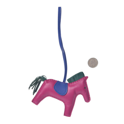 Hermes Milo Lambskin Grigri Rodeo Horse Bag Charm MM Rose Pourpre Malachite Bleu Electrique 2 of 5