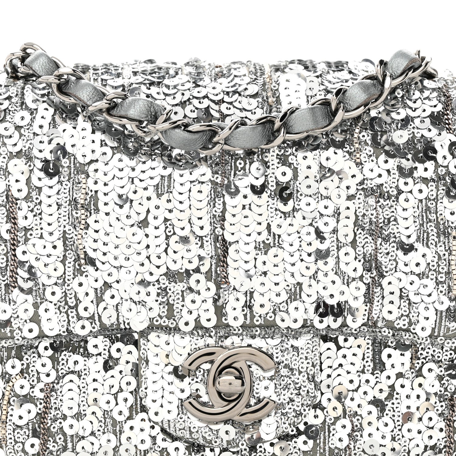 Chanel Sequin Mini Square Flap Silver 8 of 16