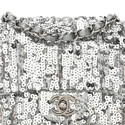 Chanel Sequin Mini Square Flap Silver 8 of 16
