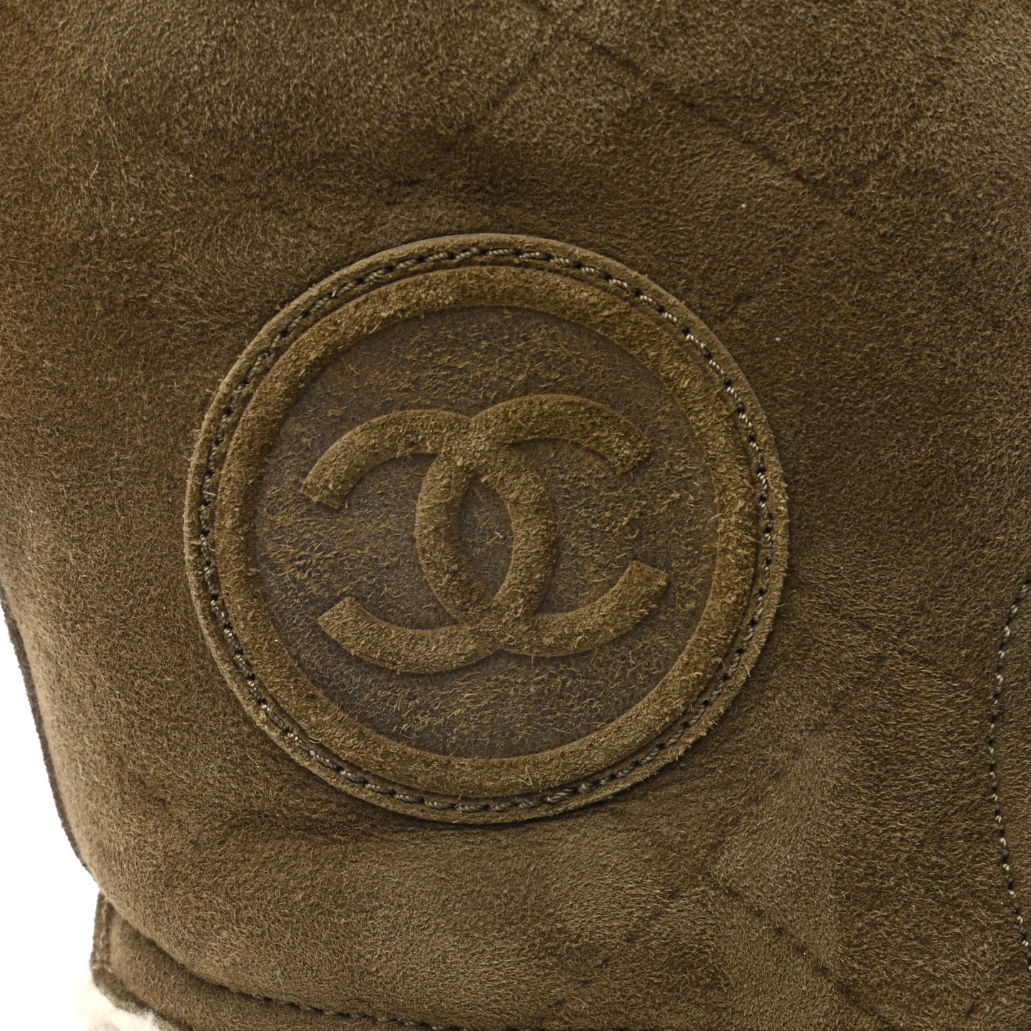 Suede Shearling Boots 36.5 Khaki