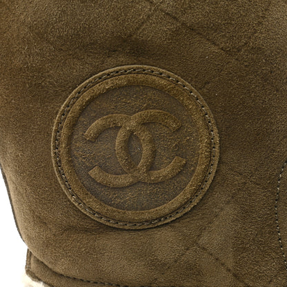 Chanel Suede Shearling Boots 36.5 Khaki 8 of 8