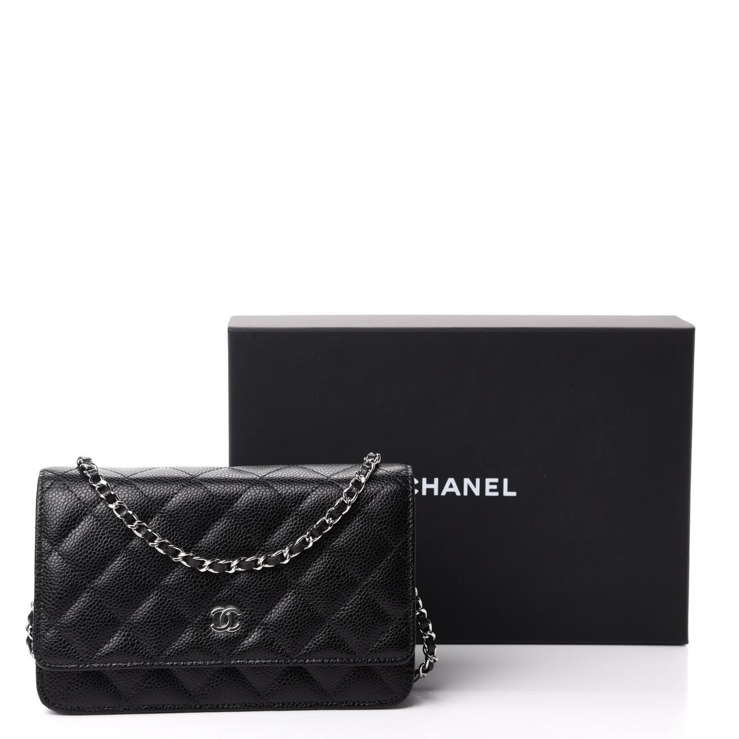 Caviar Quilted Wallet On Chain WOC Black