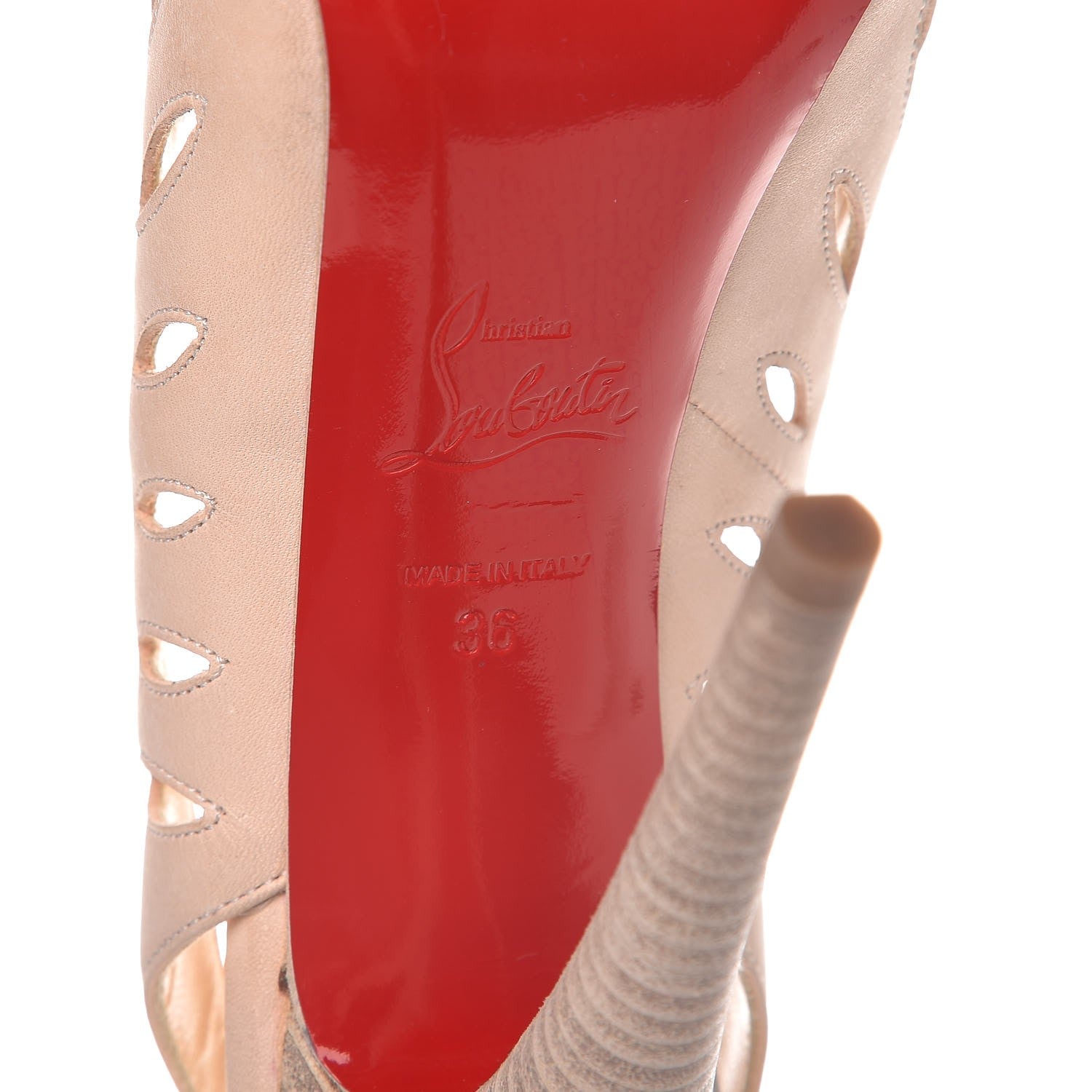 Christian Louboutin Calf Vegetale Griff Sling 120 Pumps 36 Natural Grezzo 6 of 12