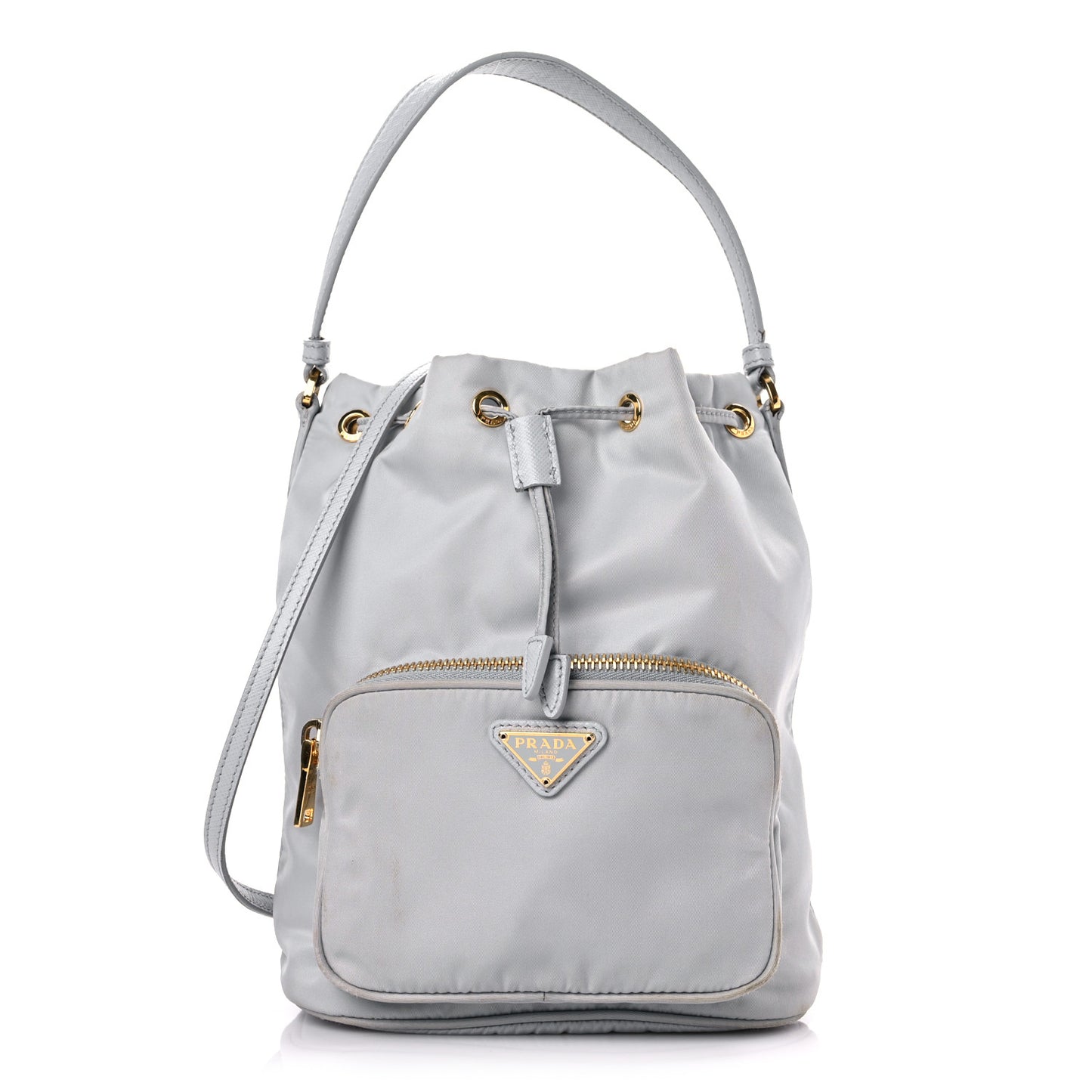 Re-Nylon Saffiano Duet Bucket Crossbody Bag Fiordaliso
