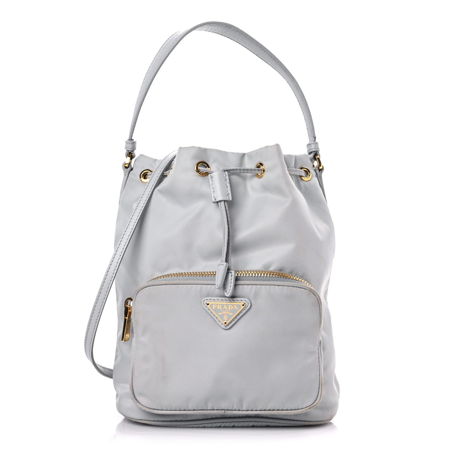 Prada Re-Nylon Saffiano Duet Bucket Crossbody Bag Fiordaliso 1 of 26