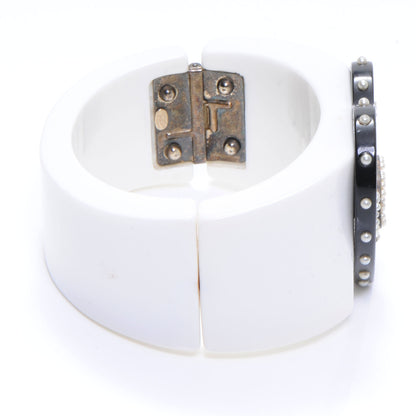 Chanel Resin Heart Pearl CC Cuff White 3 of 5