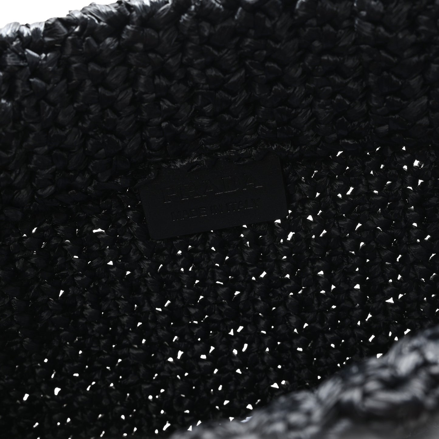 Yarn Raffia Effect Crochet Small Logo Tote Black