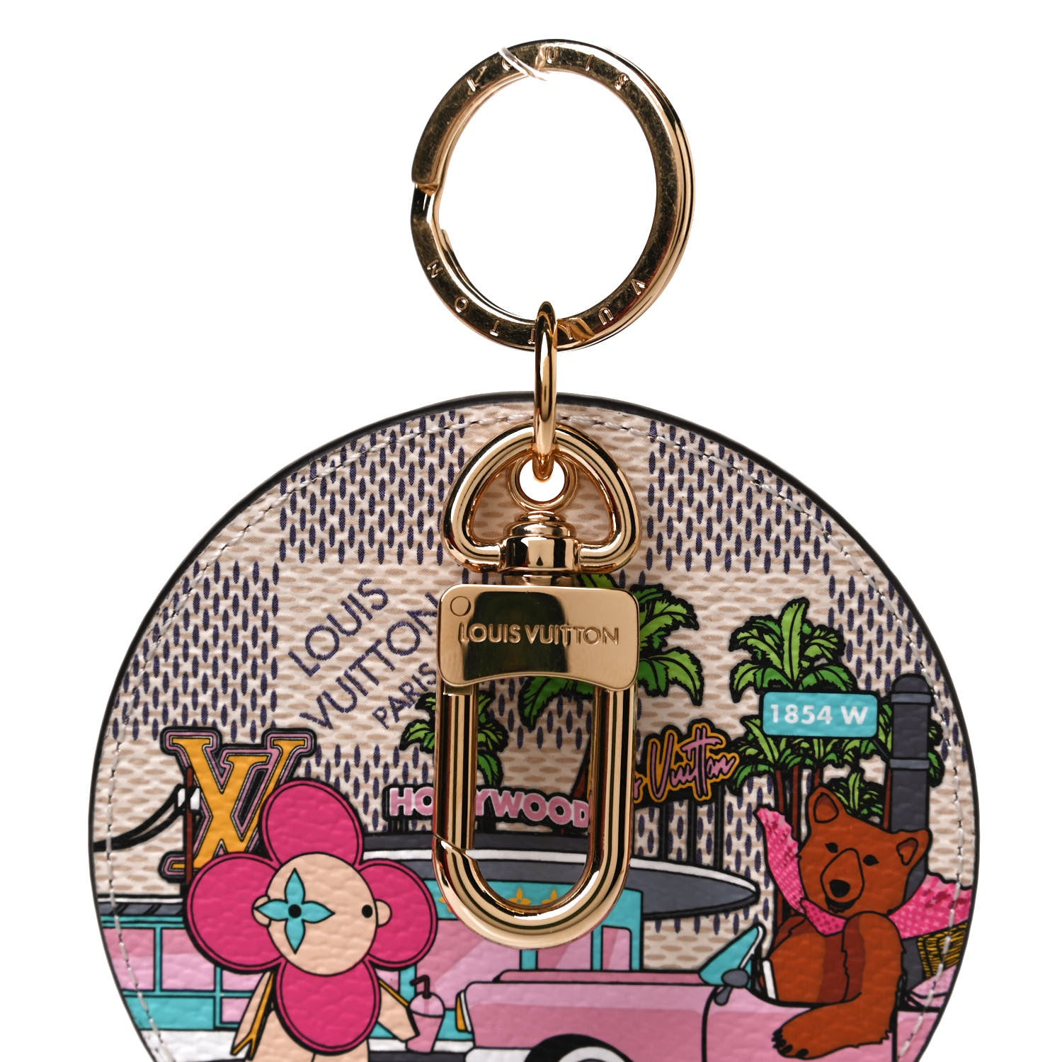Louis Vuitton Damier Azur 2021 Christmas Animation Hollywood Bag Charm Key Ring Fuchsia 3 of 6