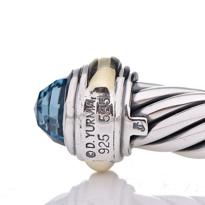 David Yurman Sterling Silver 14K Yellow Gold Blue Topaz 7mm Cable Classics Bracelet 4 of 4