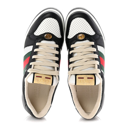 Gucci Calfskin Web Mens Screener Sneakers 7.5 Black White 2 of 10