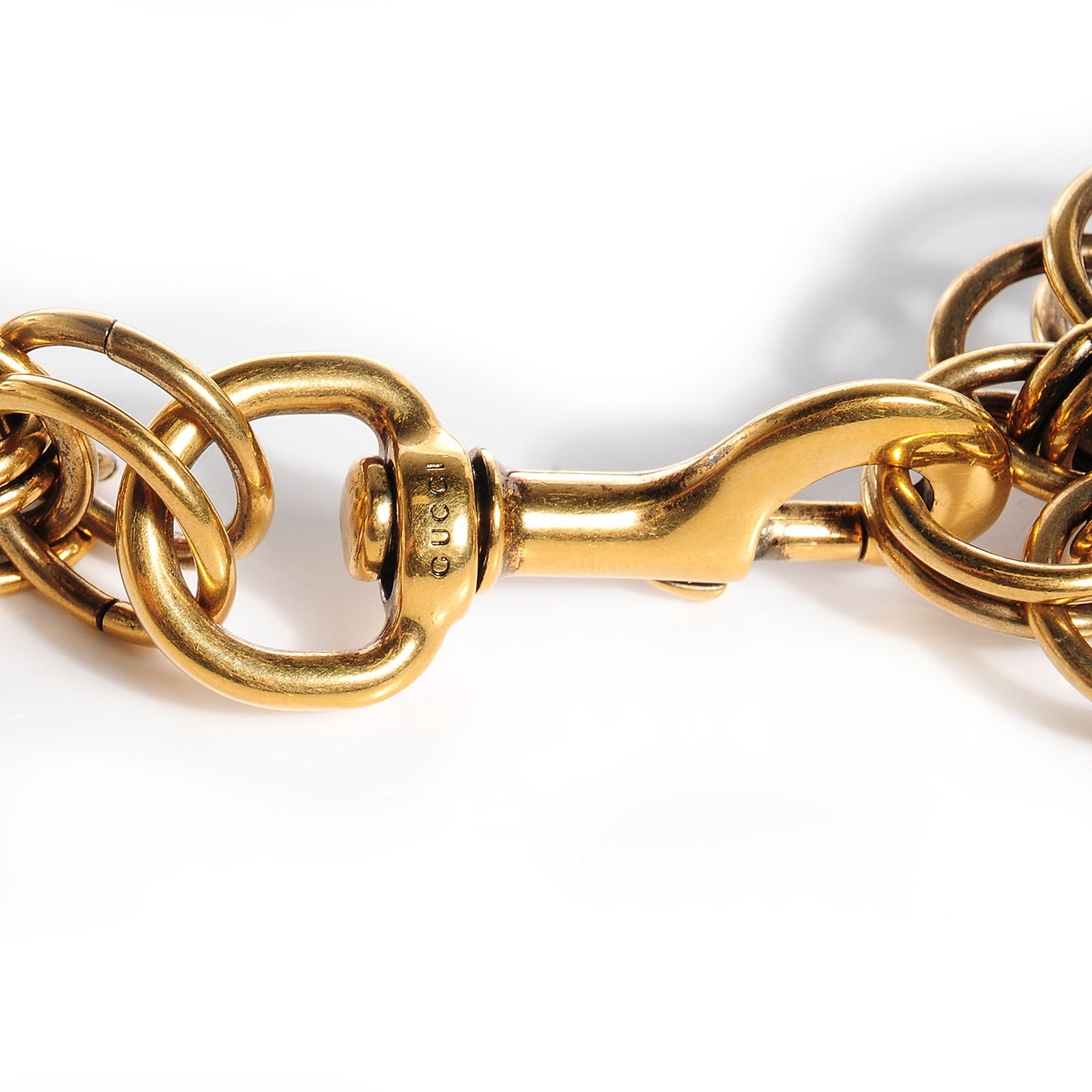 Chain Crest Charm Adjustable Belt Gold Black