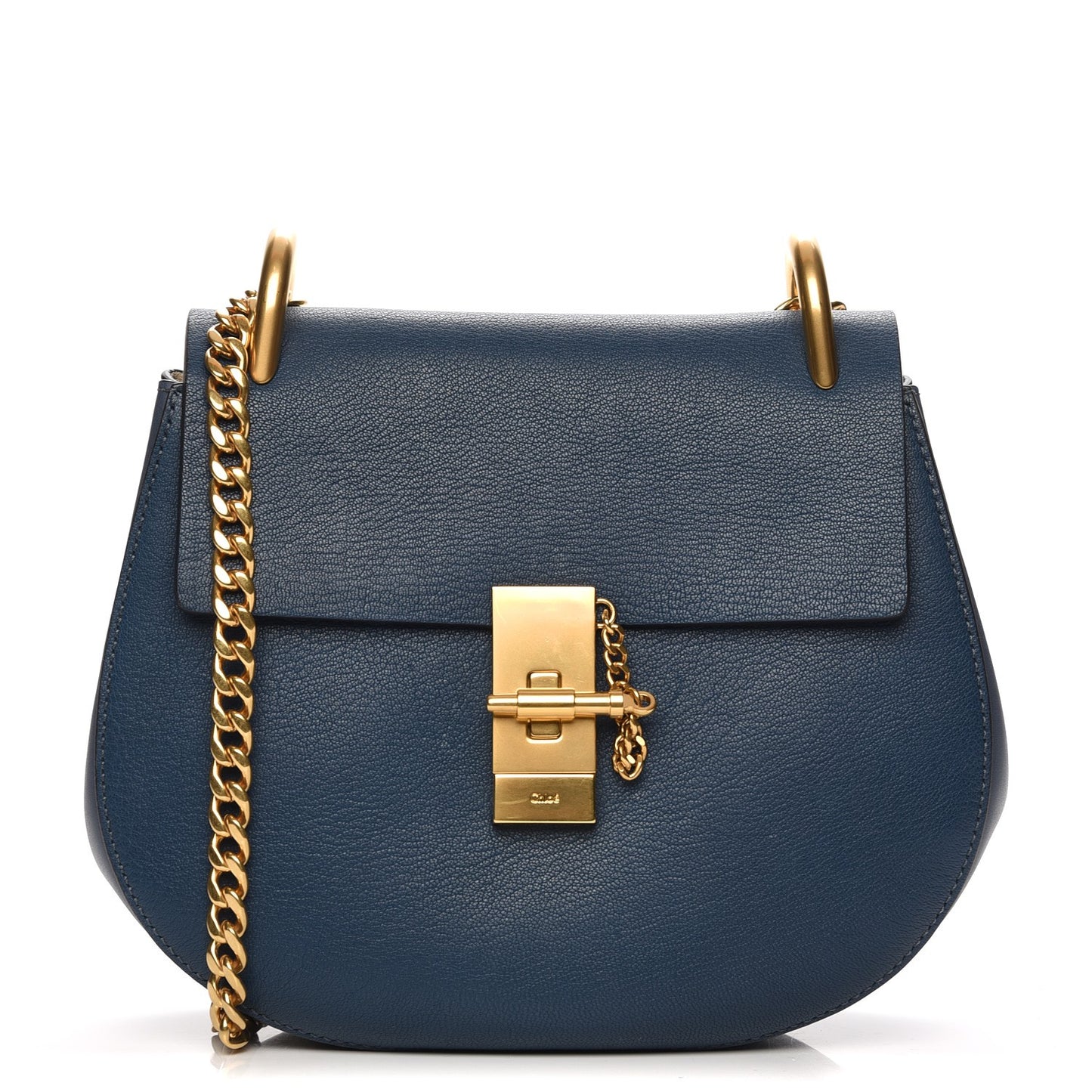 Grained Lambskin Drew Shoulder Bag Denim Blue