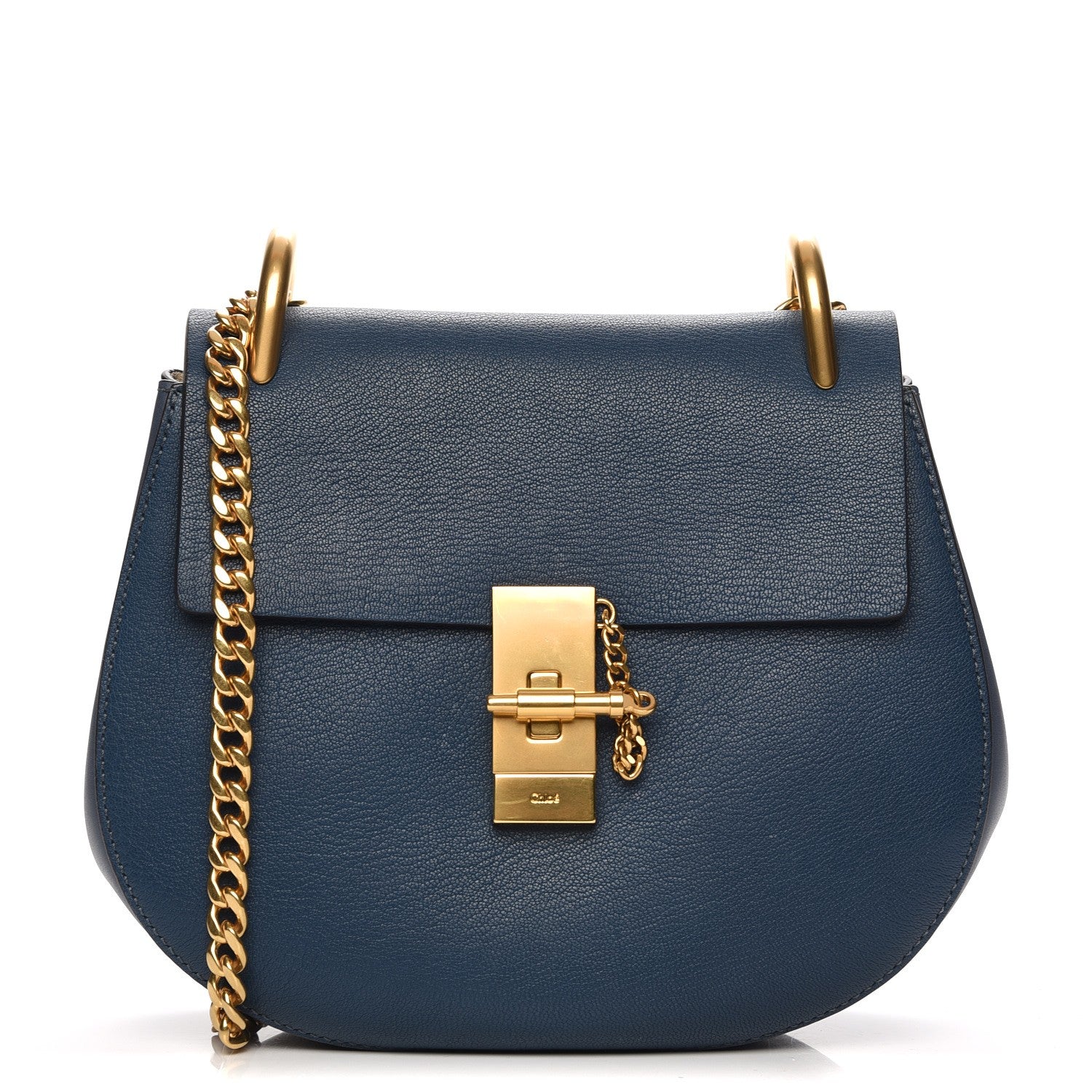 Chloe Grained Lambskin Drew Shoulder Bag Denim Blue 1 of 7