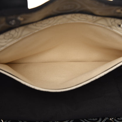 Chanel Coated Canvas Camellia Large Shopping Tote Black Beige 9 of 11