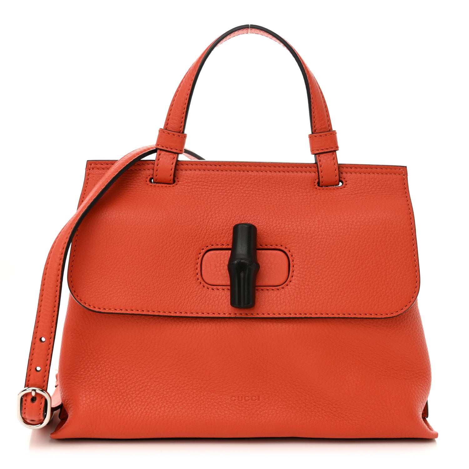 Gucci Cellarius Calfskin Small Bamboo Daily Top Handle Bag New Dark Orange 1 of 10