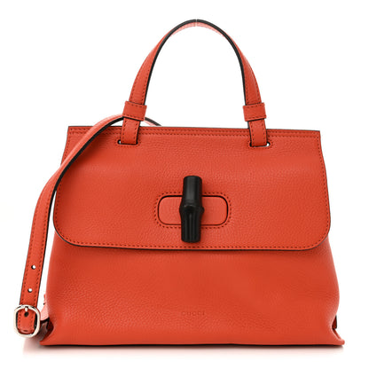 Gucci Cellarius Calfskin Small Bamboo Daily Top Handle Bag New Dark Orange 1 of 10