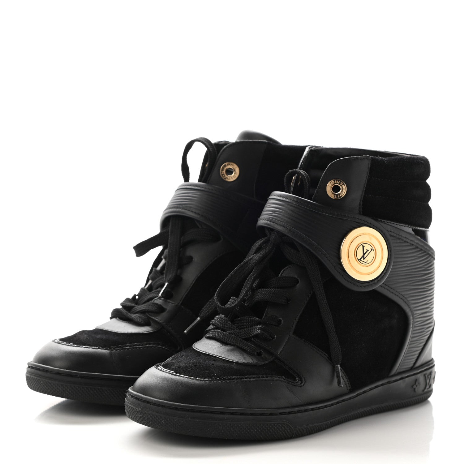 Louis Vuitton Epi Suede Postmark Wedge Sneakers 37 Black 3 of 12