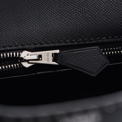 Hermes Grained Monsieur Un Point Sur Deux Kelly Sellier 28 Black 26 of 36