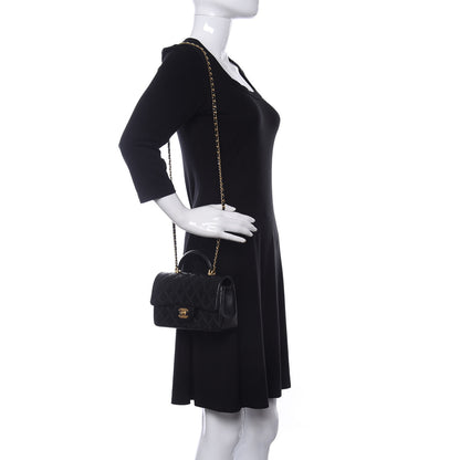 Chanel Lambskin Quilted Mini Top Handle Rectangular Flap Black 2 of 11
