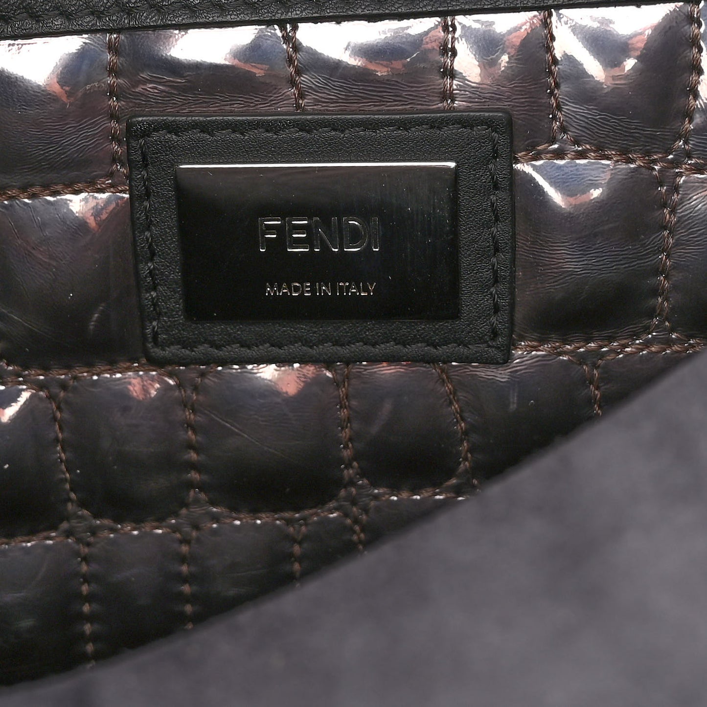 Vitello Dolce Marmol Patent Crocodile Trapuntata Large Peekaboo Iconic Satchel Black Fumo