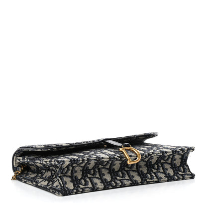 Christian Dior Oblique Saddle Chain Pouch Blue 3 of 4